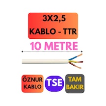 Öznur 3x2,5 Ttr Kablo Metre Seçenekli Beyaz - 10 Metre