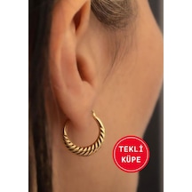 14 Ayar Altın Orta Boy Midye Halkalı Tekli Küpe Sarı Altın