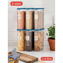 Herza House 6 Adet Erzak Bakliyat Saklama Kabı - 2,4 Litre Mavi Tek Ebat Diğer