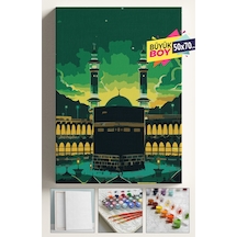 Sayılarla Boyama Seti Numaralı Tuval Fırça Boya Dahil Kasnaklı Set 50x70 Cm - Kabe