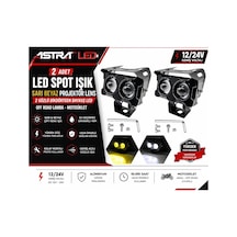 Astra Led 2 Adet Led Spot Işık Sarı Beyaz Projektör Lens 2 Gözlü Dikdörtgen Baykuş Led Off Road Lamba Motosiklet İçin 12/24 V Uyumlu