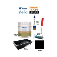 Stella Boya 4 Parçalı Set 500 Ml Boya - Boya Tavası- Stella İpek Fırça - Kadife Rulo Diğer