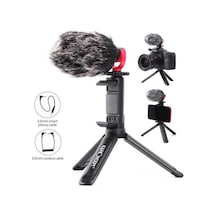 Samtıan Video Microphone - Vlog Kamera Ve Telefon İçin Yönlü Mikrofon Ve Mini Tripod Stand Seti