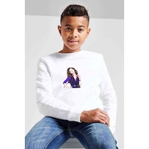 Tshirthane Selena Gomez Baskılı Unisex Çocuk Beyaz Sweatshirt Beyaz