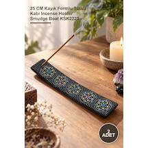 2 Adet Obsidyan Taşı Kayık Tütsülük 25 Cm Kayık Formlu Tütsü Kabı Incense Holder Smudge Boat Ksk2223