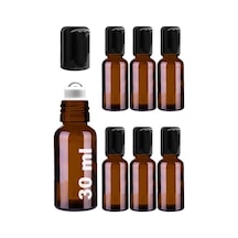 30 Ml Çelik Roll On Şişesi 30 Cc Sızdırmaz Siyah Kapaklı Cam Şişe 6 Adet Amber, 30 Çok Renkli