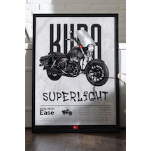 Kuba Superlight Siyah Ahşap Çerçeveli Poster, Dekoratif Motosiklet Duvar Tablosu