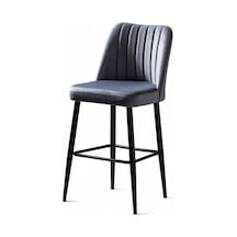 Ada Bar Sandalye - Babyface Gri - Metal Siyah Ayak Gri