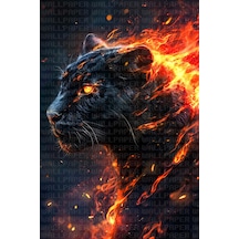 Işıklar Alevler İçinde Kaplan 01 Poster Duvar Kağıdı Renkli