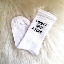 I Don't Give A F Ck Yazılı Beyaz Çorap Çok Renkli