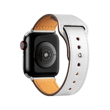 Newface Apple Uyumlu Watch 42mm Kr415 Luaz Deri Kordon Glblseme - 98 - Beyaz