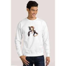 Beyonce Dream Baskılı Beyaz Erkek Örme Sweatshirt