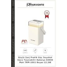 Güçlü Şarj Pratik Güç Seyahat Gücü Taşınabilir Batarya 60000 Mah Trm-1061 Beyaz 22,5w Çok Renkli