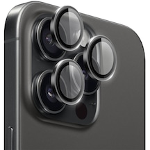 İphone 15 Pro Uyumlu Wiwu Lg-004 Pvd Lens Guard Metal Kamera Lens Koruyucu Siyah