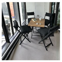 Modern Style Home Minderli Balkon Bahçe Mutfak Bistro Set Katlanır 4+1 Masa-sandalye Antrasit
