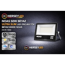 Noas 50w Beyaz Ultra Slim Led Projektör Beyaz 6500k Noas Yl70-1050