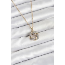 316l Çelik Zincir Gold Renk Zirkon Taşlı Sarmal Model Kadın Kolye - Prt3500eb09335-95257 altın