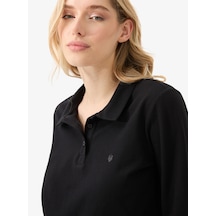 Kadın Polo Yaka T-shirt 60582 - Siyah SIYAH