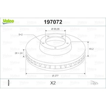 Valeo 197072-99 Ön Fren Diski Havalandırmalı Toyota Avensis 1.6l 3zzfe Vvti Zzt250 2003-2008 / 2.0l 1azfse Azt250 2003-2008 277 Çap X 5 Bijon - Takım Disk  4351205040