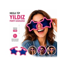 Mega Tip Yıldız Parti Gözlüğü Pembe Renk Standart