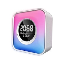 P10 Rgb Led Alarm Saat Bluetooth Hoparlör, Gece Lambası, Kablosuz Şarj Destekli Dijital Masa Saati