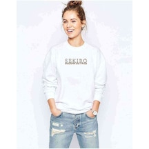 Sekiro Shadows Die Twice Logo Baskılı Beyaz Kadın Sweatshirt