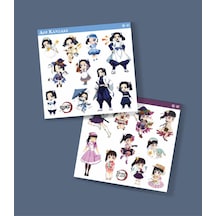 Kanao Tsuyuri-demon Slayer-aoi Kanzaki-parlak Kağıt -2li Sticker Set Süsleme Beyaz