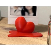 3d Baskı Eriyen Kalp Fotoğraf Tutucu Anlık Fotoğraf Standı Kalp Formlu Masaüstü Fotoğraf Tutacağı Kırmızı