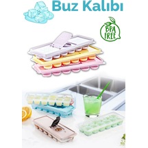 Silikon Bas Bırak Buz Bırakıcı 12 Bölmeli Kapaklı Buzluk I-18 Plastik Diğer