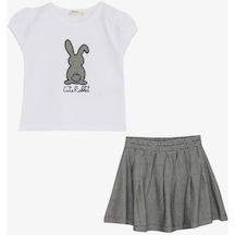 Breeze Kız Çocuk Etekli Takım Şirin Tavşancık Baskılı 3-8 Yaş, Beyaz-beyaz Beyaz