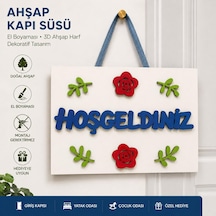 Ahşap Dekoratif Kapı Süsü Hoşgeldiniz Çok Renkli