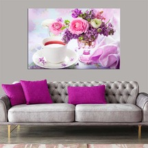 Lunavisore Dekoratif Baskı Çay Ve Çiçekler Kanvas Tablo M:3030