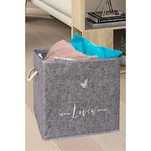 Keçe Raf Düzenleyici Organizer-oyuncak Sepeti-çok Amaçlı Kutu 30x30x30 Cm Gri-beyaz