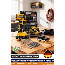 Böhrer Ba011144 Alman Designe Ba011144 Full Set 12v Yeni Nesil Şarjlı Matkap Akülü Vidalama Matkap - Çift Batarya