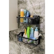 Banyo Yapışkanlı Banyo Rafı, 2'li Banyo Düzenleyici, Duş Rafı Organizer Şampuanlık, Plastik