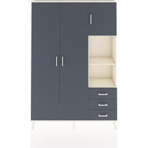 Arges Dolap 5 Raflı 3 Çekmeceli Tek Askılı 132x30x195 Aytaşı-antrasit/antrasit Antrasıt/antrasıt