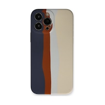 Apple iPhone Uyumlu 13 Pro Kılıf Ebruli Lansman Silikon - Lacivert-krem Krem - Lacivert