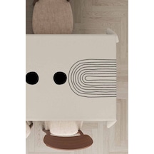 Bej Modern Desenli Dokuma Leke Tutmaz Masa Örtüsü Mso039n11