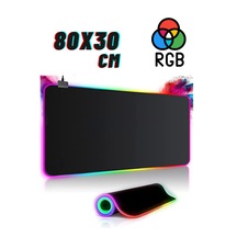 Rgb 80x30 Düz Siyah Su Geçirmez Gaming Işıklı Oyuncu Mousepad