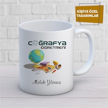 Kişiye Özel İsim Yazılabilir Coğrafya Öğretmeni Kupa Bardak Çok Renkli
