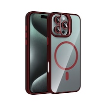 Apple iPhone  Uyumlu,  16 Pro Max Remim Lensli Magsafe Standlı Kapak - Bordo