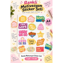Renkli Motivasyon Sticker Seti 15 Adet 1 Sayfa Defter, Planlayıcı, Laptop Ve Kırtasiye Sticker Çok Renkli