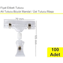 Etiket Kart Tutucu / Maşalı / Büyük Mandal / Şeffaf / 70x105 Mm / 100 Adet