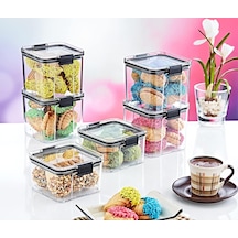 Akrilik Kilitli Kare Saklama Kabı 700ml 3 Adet, 700ml 3'lü Kilitli Saklama Kabı 3 Adet 700ml