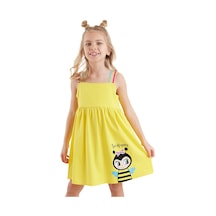 Denokids Bee Happy Sarı Kız Çocuk Elbise