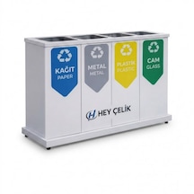 4 Lü Sıfır Atık Geri Dönüşüm Ünitesi Gd-218 Kurumsal Metal Atık Ayrıştırma Sistemi Hey Çelik