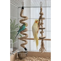Mivra Pets 2'li Kuş Oyuncak Seti 90 Cm Esnek Tünek + Kemirme