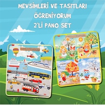 2 Set - 36 Parça Tox Mevsimler ve Taşıtları Öğreniyorum Keçe Cırt