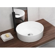 Tezgah Üstü Set Üstü Lavabo 45 Çap Yuvarlak Quarter Bath Round Line Beyaz
