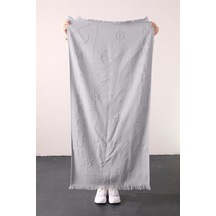 Tr Trend%100 Pamuk Kabartmalı Plaj Havlusu - Gri, 70x145 Cm, F1718 Diğer